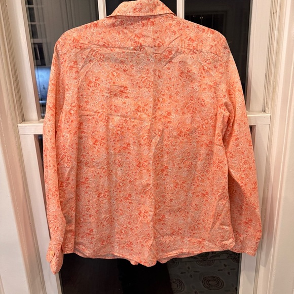 Ralph Lauren Jeans Co. Women’s pink & white Floral Button Down shirt Sz Large - Picture 2 of 9